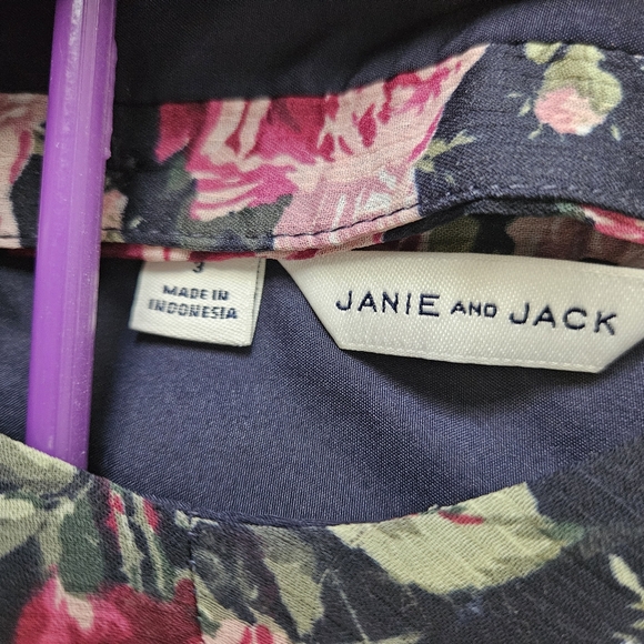 Janie and Jack Girl's Navy Blue Floral Tank Top Dress Size 3 - Picture 3 of 8
